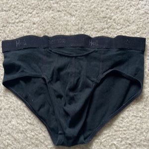 HOM French men black briefs, kangaroo opening, size medium